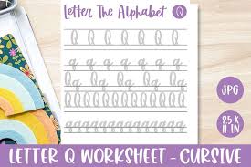 letter q worksheet cursive lettering