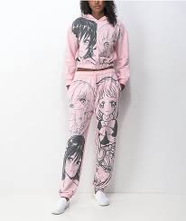 ngorder manga anime pink jogger sweatpants