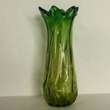 big green glass vase from murano 1950