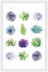 Succulent Chart Framed Painting Print