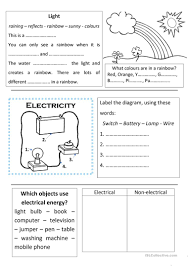 Free 7th grade science practice worksheets (click on any worksheet for free access) teachers and parents can have their students solve these worksheets to assess their progress beyond the class room. Science Light And Electricity English Esl Worksheets For Distance Learning And Physical Classrooms