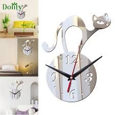 Dolity Creative Cat Wall Clocks Mirror