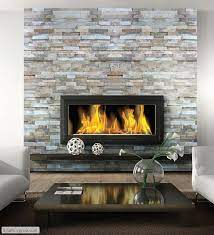 modern stone fireplace