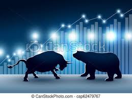 Stock Market Design Of Bull And Bear With Graph And Chart Vector Illustration
