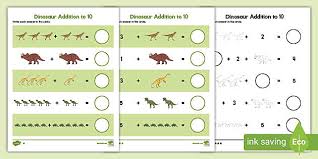 Dinosaur Addition Worksheet Math