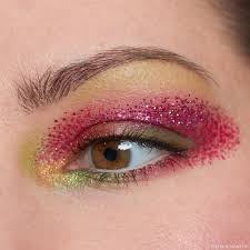 pink green glitter eye makeup look