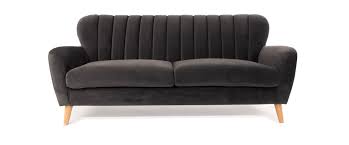 noah charcoal velvet 3 seater sofa