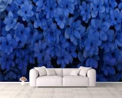 Image of 3D blue hydrangea wallpaper design