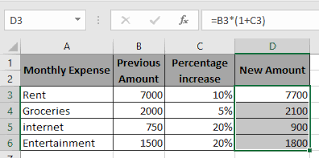 how to increase by percene in excel