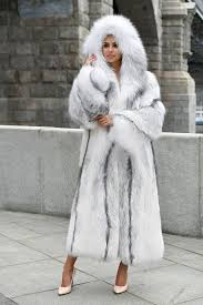 Luxury Artic Marble Fox Fur Coat With