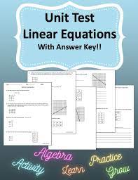 Linear Equations Unit Test Assessment