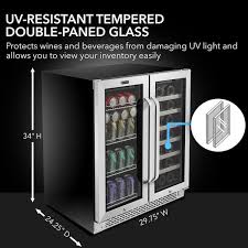 Whynter 30 Built In French Door Dual Zone 33 Bottle Wine Refrigerator 88 Can Beverage Center