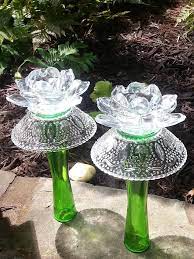 Vases W Bowls Glass Garden Art