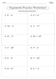 Exponents Worksheets With Answer Key