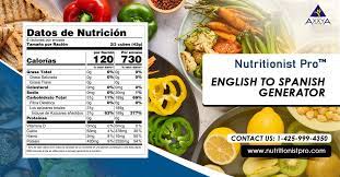 generate food labels in english and spanish