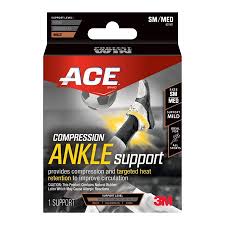 Ace Compression Ankle Support Gray Small Medium