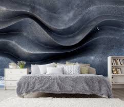Gray Blue 3d Metallic Waves Background