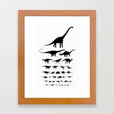 Dinosaur Eye Chart Monochrome Cretaceous And Jurassic Periods Framed Art Print