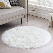 white modern cotton fry faux fur circle