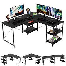 Online deals for corner computer table with keyboard shelf. Buy Bestier L Shaped Gaming Desk With Shelves 95 2 Inch Reversible Corner Computer Desk Or 2 Person Long Table For Home Office Large Writing Storage Workstation P2 Board With 3 Cable Holes