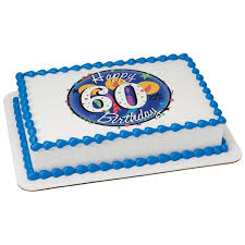 This purple and blue tier flower cake is perfect for a 60 year old special woman! Happy 60th Birthday Edible Icing Image Cake Or Cupcake Topper Walmart Com Walmart Com