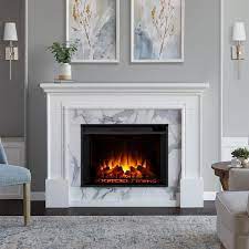 Freestanding Wooden Electric Fireplace