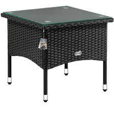 Rattan Side Table Black 50x50x45cm