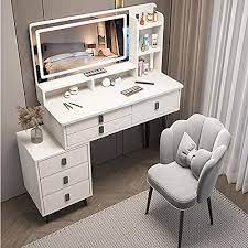 qq vanity desk with mirror and lights