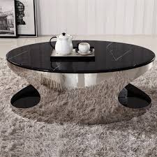 Oval Black Faux Marble Chrome Coffee