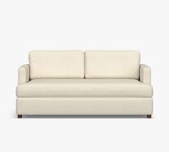 Soma Ember Upholstered Full Sleeper Sofa Polyester Wrapped Cushions Performance Heathered Tweed Pebble Pottery Barn