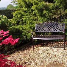 Rose Metal Garden Bench Seat Set In