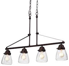Living room candle hanging lighting iron 6 lights antique style bronze chandelier. Yellowstone 4 Light Oil Rubbed Bronze Linear Chandelier With Seeded Glass Shades Industrial Chandeliers By Edvivi Llc Houzz