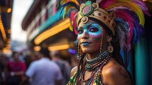 carnival lady with makeup standing in