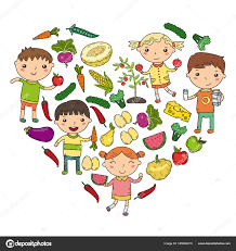Kindergarten Nursery Preschool School Kids Eat Healthy Food