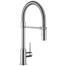 Delta designs and makes bathroom and kitchen fixtures like toilets, shower and tub faucets water efficiency standards: Delta Trinsic Pro Chrome 1 Handle Deck Mount Pull Down Handle Kitchen Faucet In The Kitchen Faucets Department At Lowes Com