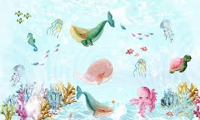 Cute Sea Animals Wallpaper Mural