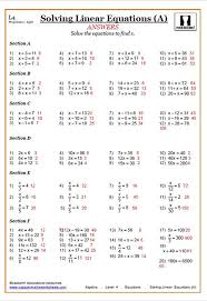 Solving Equations Worksheets Cazoom