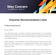 character letter templates exles