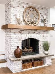 Whitewashed Brick Fireplace White