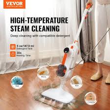 vevor steam mop 8 in 1 hard wood floor cleaner with 7 replaceable brush heads for various hard floors like ceramic granite marble linoleum natural
