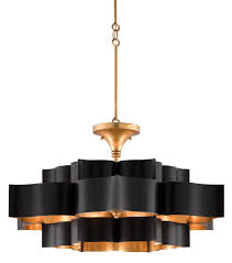 Grand Lotus Black Large Chandelier Currey And Company
