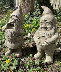Pair Of Stone Gnome Statues Outdoor