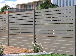 Modern Horizontal Slat Metal Fence