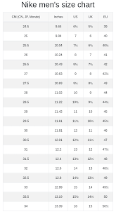 nike men s and women s size chart