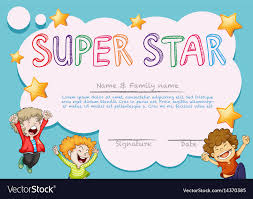Super Star Award Template With Kids In Background