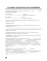 free cleaning subcontractor agreement