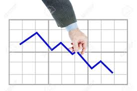 Man Holds Chart Going Downwards Concept Of Rate Fall And Decline