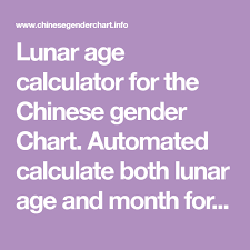 Lunar Age Calculator For The Chinese Gender Chart Automated