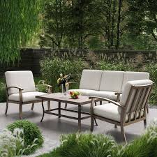 Egeiroslife 5 Person Aluminum Patio Conversation Set With Coffee Table And Light Gray Cushions