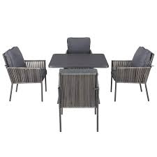 5 Piece Wicker Outdoor Patio Dining Set